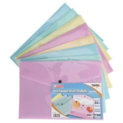 Auslauf 😀 Tiger Stationery - Brieftasche Mit Druckknöpfen, A4 8er-Pack SG21643 (Einheitsgröße) (Pastell-Lila/Pastellgrün/Pastellblau/Pastel Geld) 💯