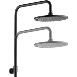 Auslauf 🎁 Tiger Tyne Duschsäule Mit Regendusche, Edelstahl, Farbe: Schwarz, Höhenverstellbar, Duschset Mit Flexibler Halterung Zur Nutzung Vorhandener Bohrlöcher, Inkl. Zwei Schwarzen Brauseschläuchen 💯 -Tiger Verkäufe unnamed file 978